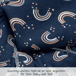 Babytragetuch Sling elastisch 510 x 60 cm für Neugeborene ab 3,5 kg - 15 kg aus 100% Bio-Baumwolle - RainbowNight - Navy Print