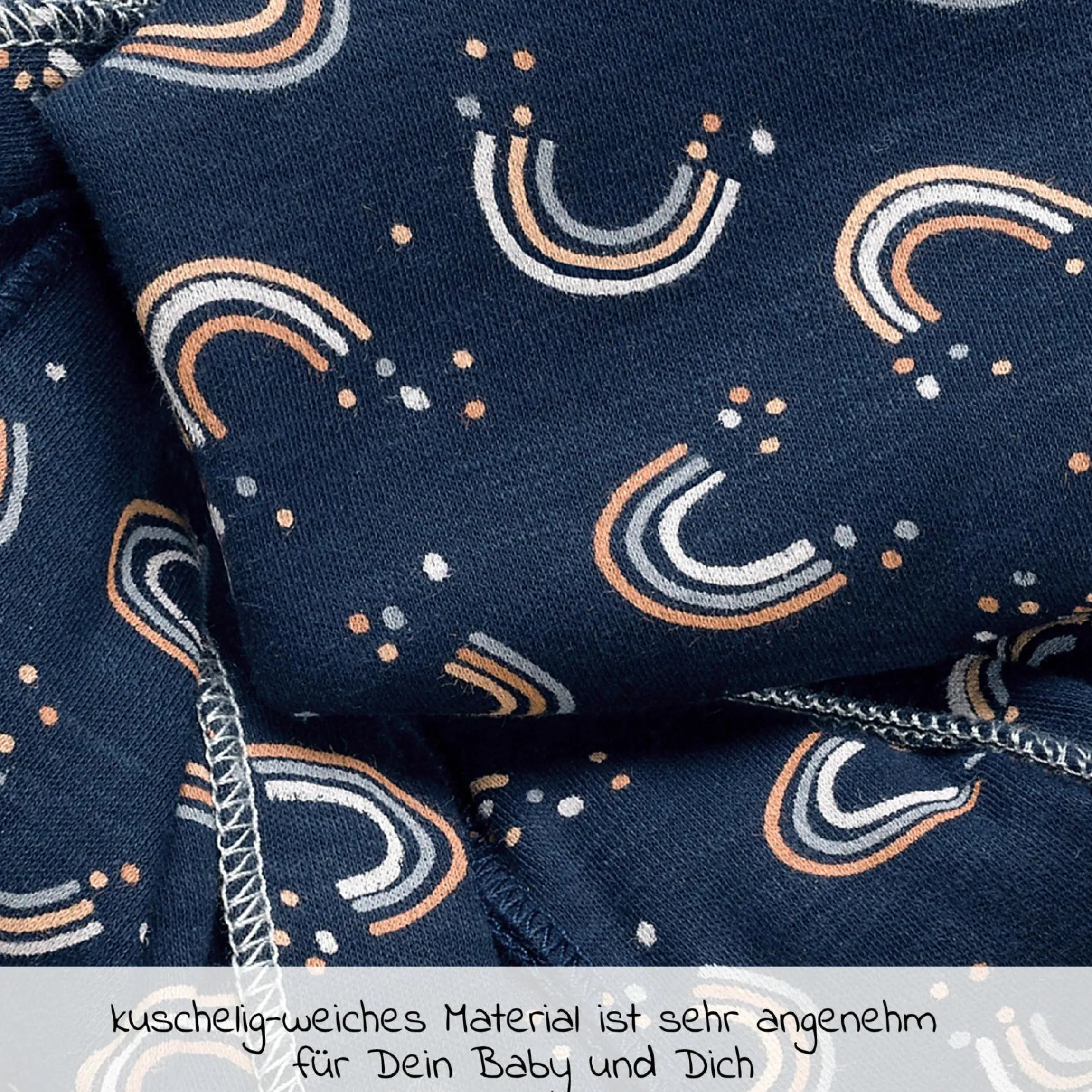 Babytragetuch Sling elastisch 510 x 60 cm für Neugeborene ab 3,5 kg - 15 kg aus 100% Bio-Baumwolle - RainbowNight - Navy Print