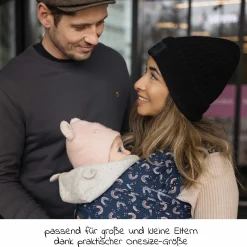 Babytragetuch Sling elastisch 510 x 60 cm für Neugeborene ab 3,5 kg - 15 kg aus 100% Bio-Baumwolle - RainbowNight - Navy Print
