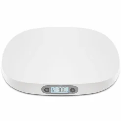 Babywaage BabyCare mit Maßband, ergonomische Wiegeschale, Tarier- und HOLD-Funktion bis 25 kg - Weiß