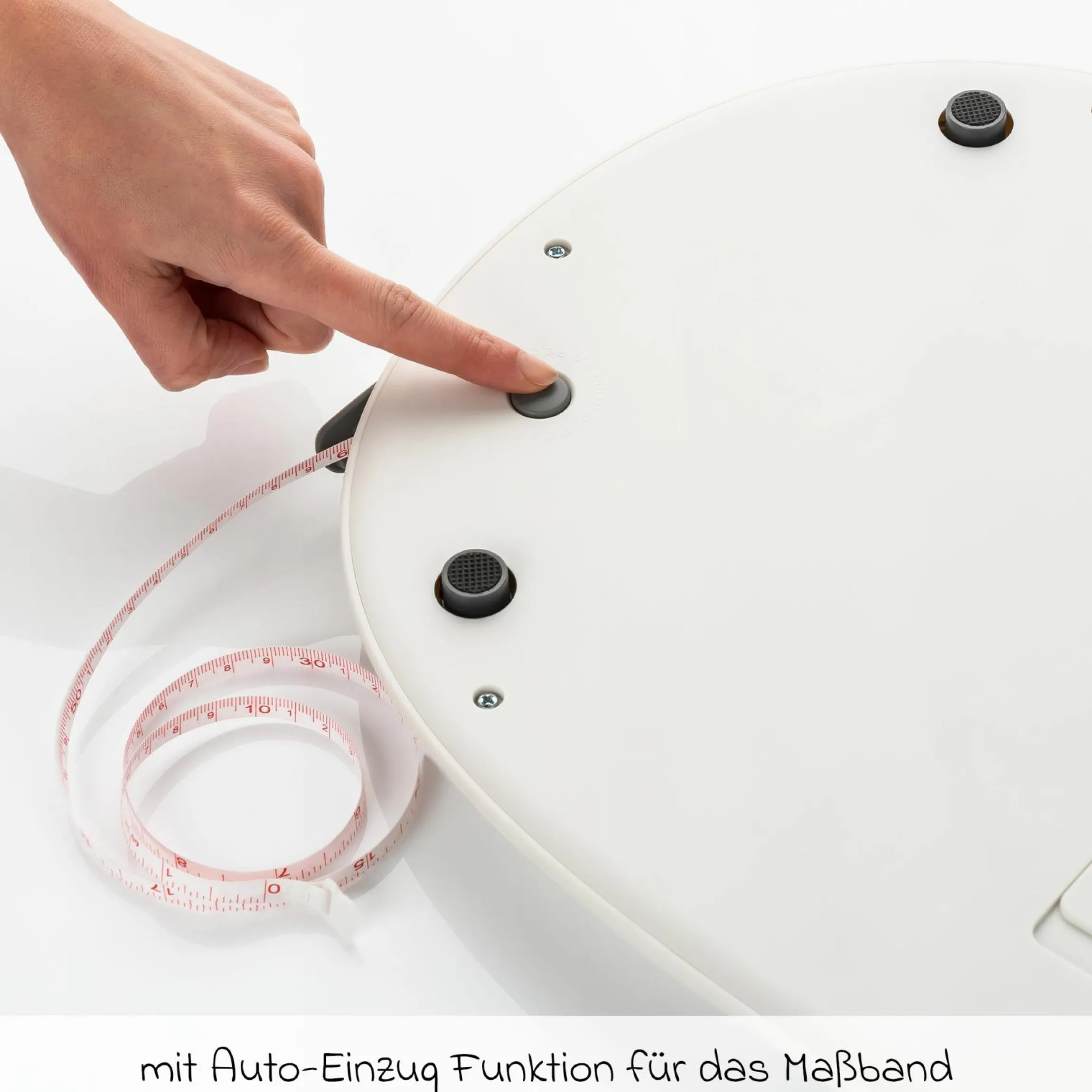 Babywaage BabyCare mit Maßband, ergonomische Wiegeschale, Tarier- und HOLD-Funktion bis 25 kg - Weiß