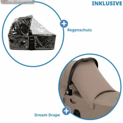 Babywanne DEMI next faltbar ab Geburt bis 9 Monate mit Sichtschutz, Belüftungsfenster inkl. Matratze & Regenschutz - Cedar - Kollektion 2025