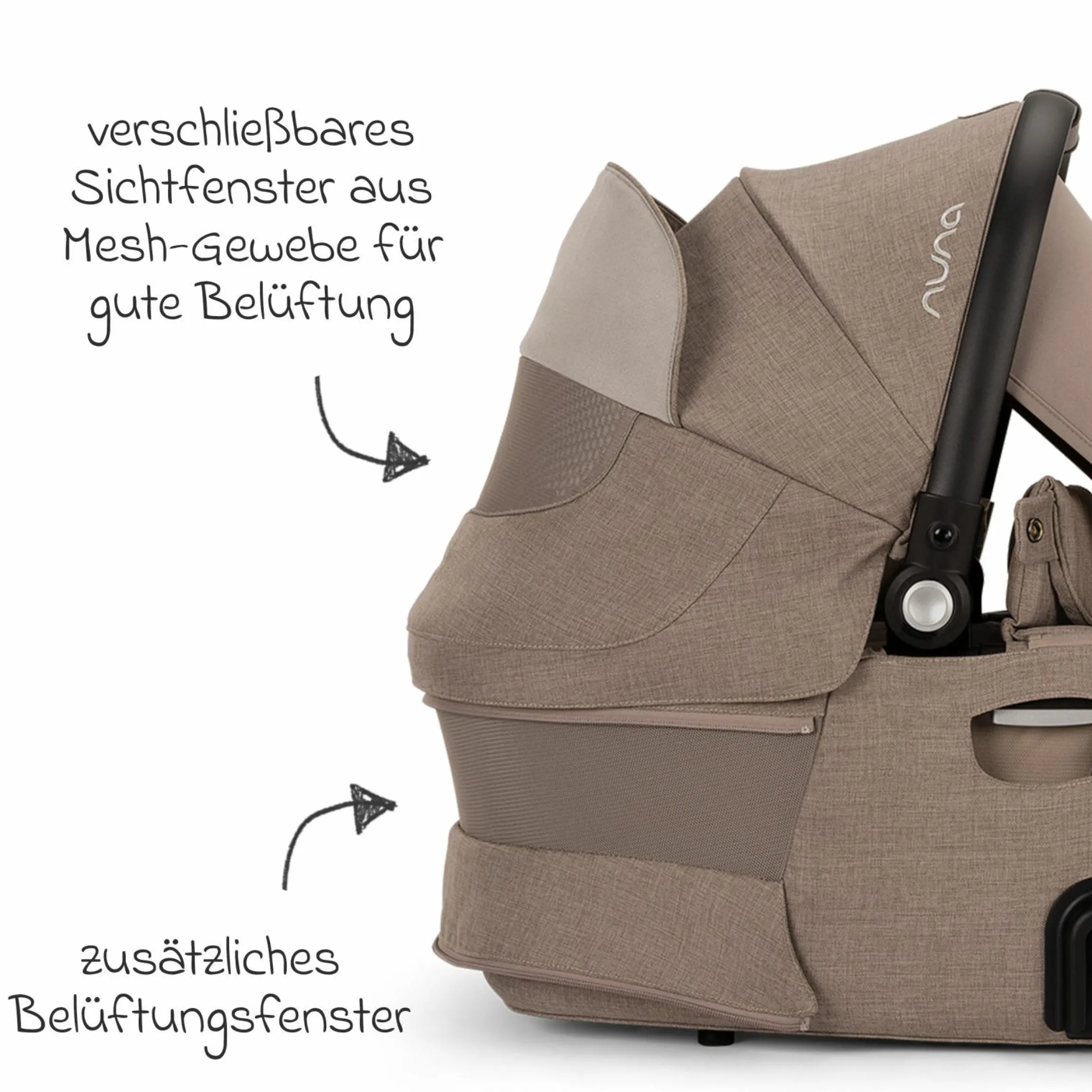 Babywanne DEMI next faltbar ab Geburt bis 9 Monate mit Sichtschutz, Belüftungsfenster inkl. Matratze & Regenschutz - Cedar - Kollektion 2025