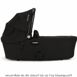 Babywanne DEMI next faltbar ab Geburt bis 9 Monate mit Sichtschutz, Belüftungsfenster inkl. Matratze & Regenschutz - Caviar - Kollektion 2025