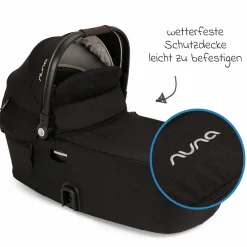 Babywanne DEMI next faltbar ab Geburt bis 9 Monate mit Sichtschutz, Belüftungsfenster inkl. Matratze & Regenschutz - Caviar - Kollektion 2025