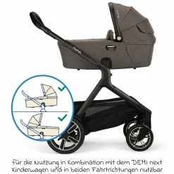 Babywanne DEMI next faltbar ab Geburt bis 9 Monate mit Sichtschutz, Belüftungsfenster inkl. Matratze & Regenschutz - Granite - Kollektion 2025