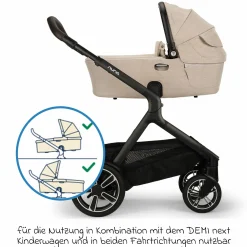 Babywanne DEMI next faltbar ab Geburt bis 9 Monate mit Sichtschutz, Belüftungsfenster inkl. Matratze & Regenschutz - Biscotti - Kollektion 2025