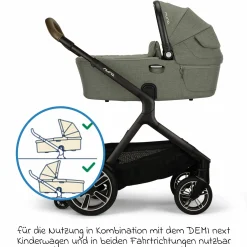 Babywanne DEMI next faltbar ab Geburt bis 9 Monate mit Sichtschutz, Belüftungsfenster inkl. Matratze & Regenschutz - Pine - Kollektion 2025