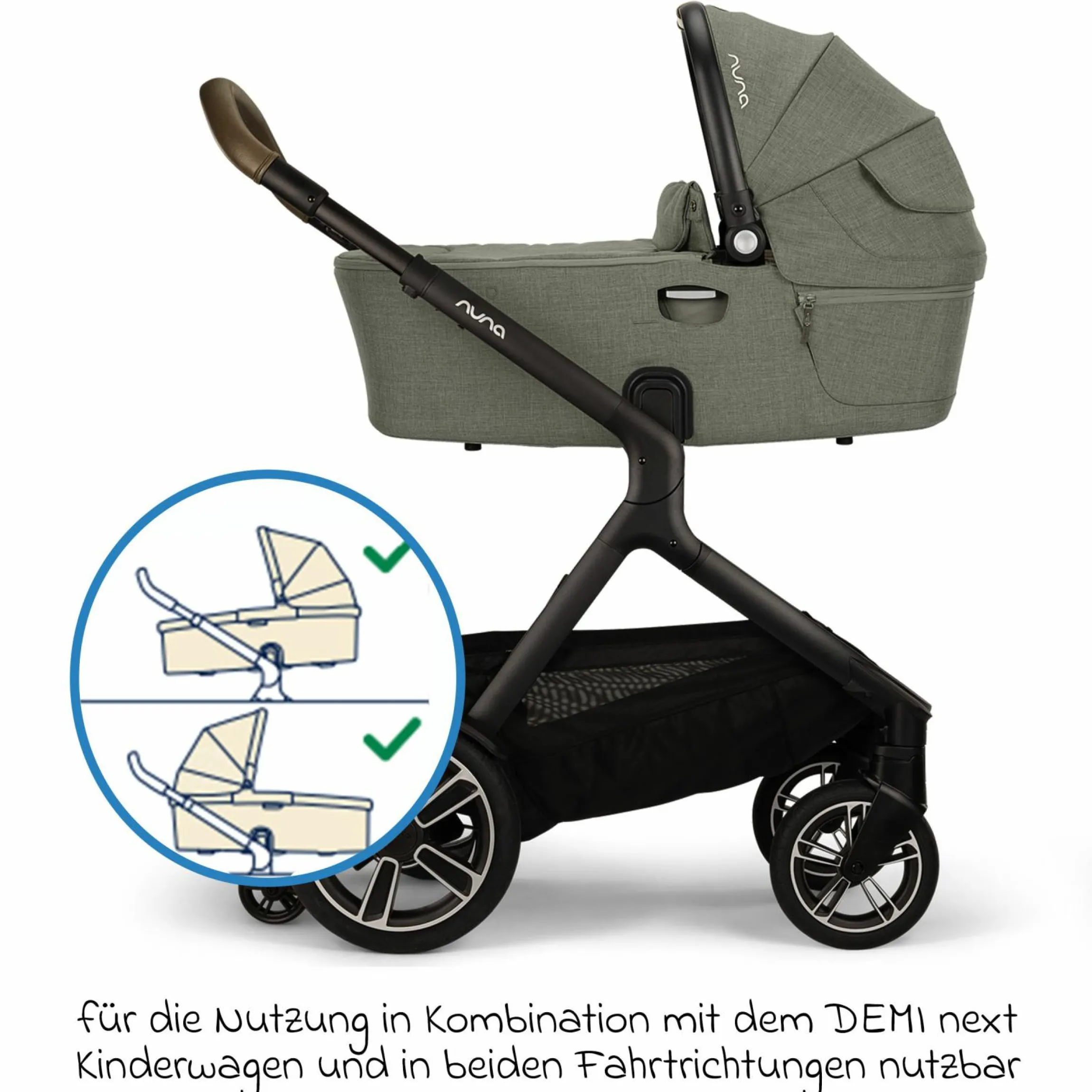 Babywanne DEMI next faltbar ab Geburt bis 9 Monate mit Sichtschutz, Belüftungsfenster inkl. Matratze & Regenschutz - Pine - Kollektion 2025
