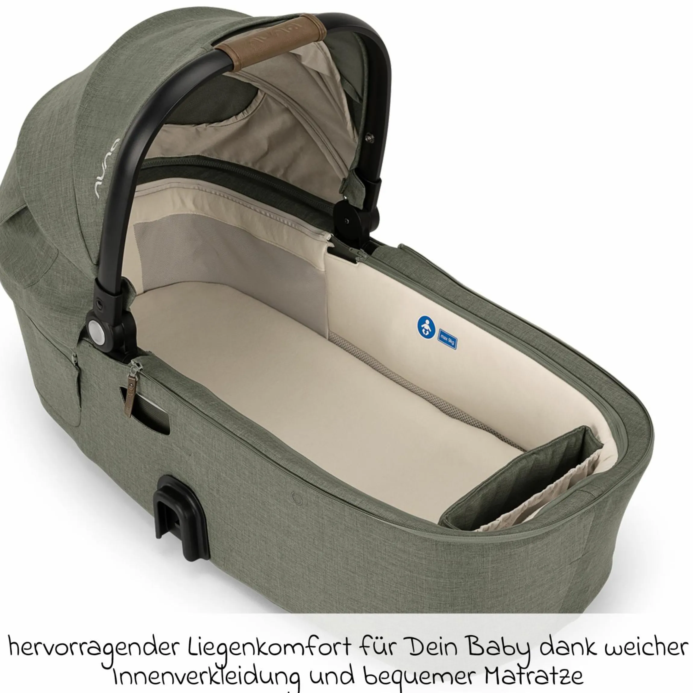 Babywanne DEMI next faltbar ab Geburt bis 9 Monate mit Sichtschutz, Belüftungsfenster inkl. Matratze & Regenschutz - Pine - Kollektion 2025