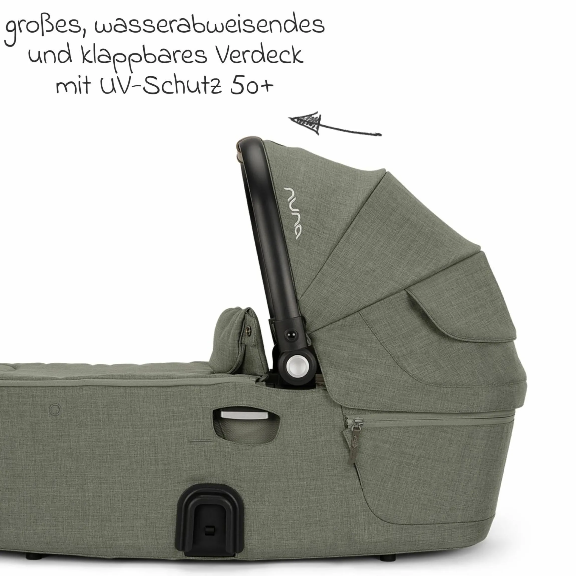 Babywanne DEMI next faltbar ab Geburt bis 9 Monate mit Sichtschutz, Belüftungsfenster inkl. Matratze & Regenschutz - Pine - Kollektion 2025