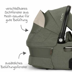 Babywanne DEMI next faltbar ab Geburt bis 9 Monate mit Sichtschutz, Belüftungsfenster inkl. Matratze & Regenschutz - Pine - Kollektion 2025