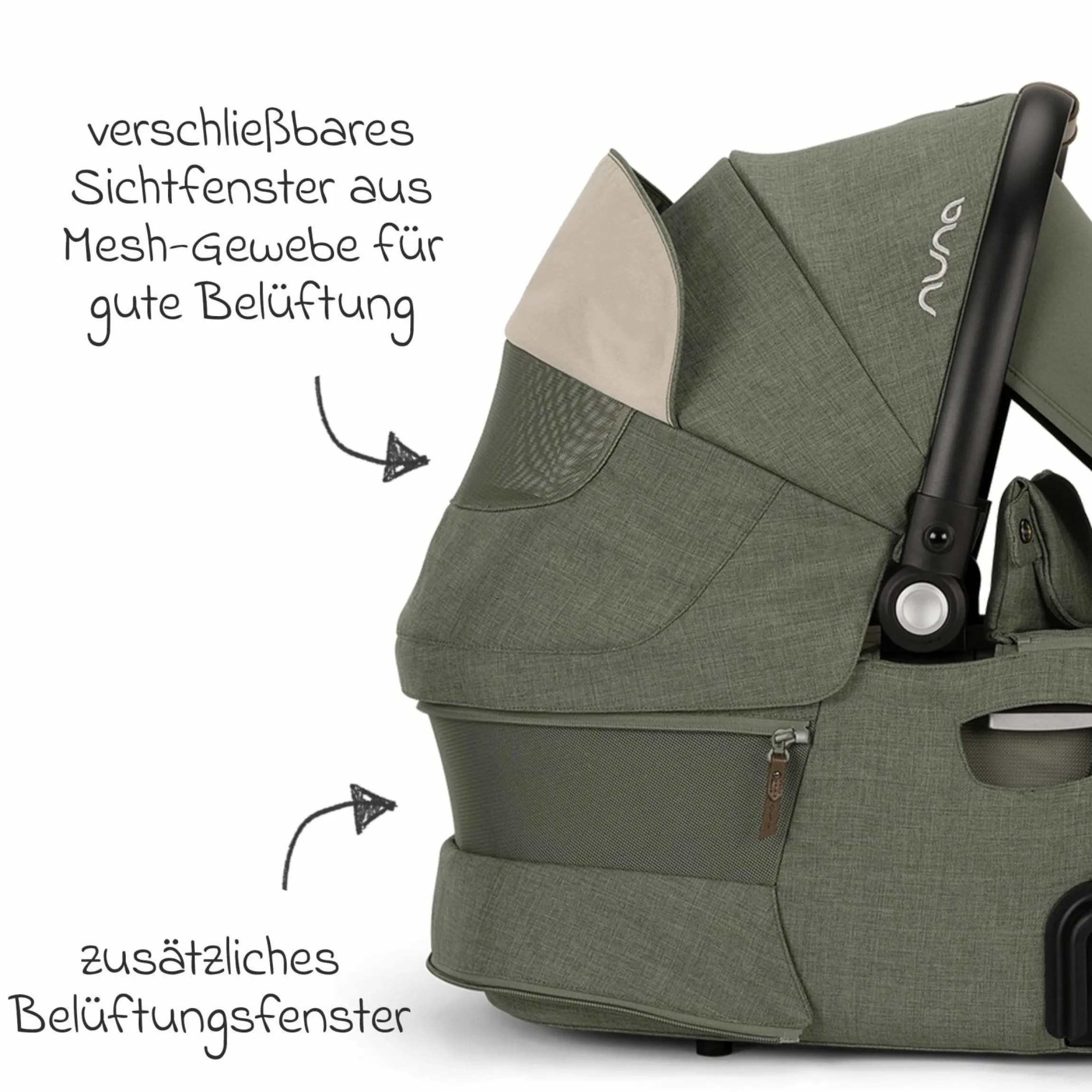 Babywanne DEMI next faltbar ab Geburt bis 9 Monate mit Sichtschutz, Belüftungsfenster inkl. Matratze & Regenschutz - Pine - Kollektion 2025