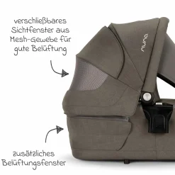 Babywanne LYTL faltbar für TRIV next, SWIV, TRVL ab Geburt bis 9 Monate mit Sichtschutz, Belüftungsfenster inkl. Matratze & Regenschutz - Granite