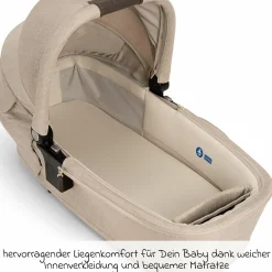 Babywanne LYTL faltbar für TRIV next, SWIV, TRVL ab Geburt bis 9 Monate mit Sichtschutz, Belüftungsfenster inkl. Matratze & Regenschutz - Biscotti - Kollektion 2025