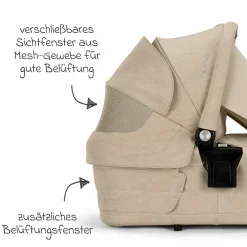 Babywanne LYTL faltbar für TRIV next, SWIV, TRVL ab Geburt bis 9 Monate mit Sichtschutz, Belüftungsfenster inkl. Matratze & Regenschutz - Biscotti - Kollektion 2025