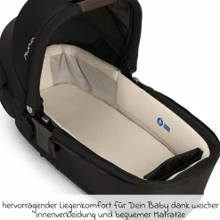 Babywanne LYTL faltbar für TRIV next, SWIV, TRVL ab Geburt bis 9 Monate mit Sichtschutz, Belüftungsfenster inkl. Matratze & Regenschutz - Caviar - Kollektion 2025