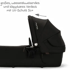 Babywanne LYTL faltbar für TRIV next, SWIV, TRVL ab Geburt bis 9 Monate mit Sichtschutz, Belüftungsfenster inkl. Matratze & Regenschutz - Caviar - Kollektion 2025
