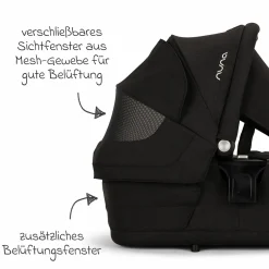 Babywanne LYTL faltbar für TRIV next, SWIV, TRVL ab Geburt bis 9 Monate mit Sichtschutz, Belüftungsfenster inkl. Matratze & Regenschutz - Caviar - Kollektion 2025