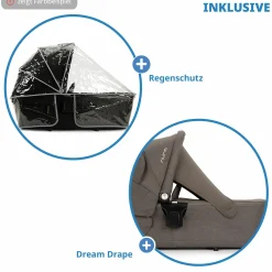 Babywanne LYTL faltbar für TRIV next, SWIV, TRVL ab Geburt bis 9 Monate mit Sichtschutz, Belüftungsfenster inkl. Matratze & Regenschutz - Thunder - Kollektion 2025