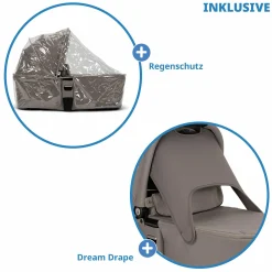Babywanne MIXX next ab Geburt bis 9 Monate mit Sichtschutz, Belüftungsfenster inkl. Matratze & Regenschutz - Granite - Kollektion 2025