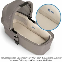 Babywanne MIXX next ab Geburt bis 9 Monate mit Sichtschutz, Belüftungsfenster inkl. Matratze & Regenschutz - Granite - Kollektion 2025