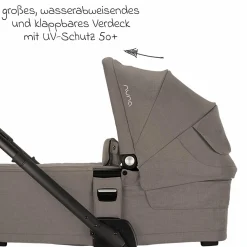 Babywanne MIXX next ab Geburt bis 9 Monate mit Sichtschutz, Belüftungsfenster inkl. Matratze & Regenschutz - Granite - Kollektion 2025