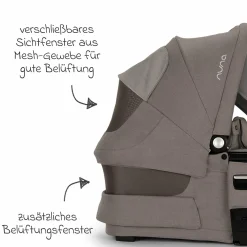 Babywanne MIXX next ab Geburt bis 9 Monate mit Sichtschutz, Belüftungsfenster inkl. Matratze & Regenschutz - Granite - Kollektion 2025