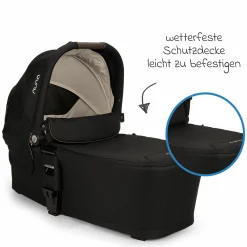 Babywanne MIXX next ab Geburt bis 9 Monate mit Sichtschutz, Belüftungsfenster inkl. Matratze & Regenschutz - Caviar - Kollektion 2025