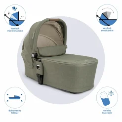 Babywanne MIXX next ab Geburt bis 9 Monate mit Sichtschutz, Belüftungsfenster inkl. Matratze & Regenschutz - Pine - Kollektion 2025