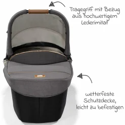 Babywanne Ramble XL ab Geburt - 9 Monate für Vinca, Aeria, Finiti, Parcel inkl. Regenschutz & Windschutz - Signature - Carbon