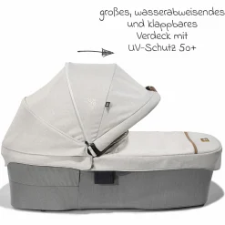 Babywanne Ramble XL ab Geburt - 9 Monate für Vinca, Aeria, Finiti, Parcel inkl. Regenschutz & Windschutz - Signature - Oyster