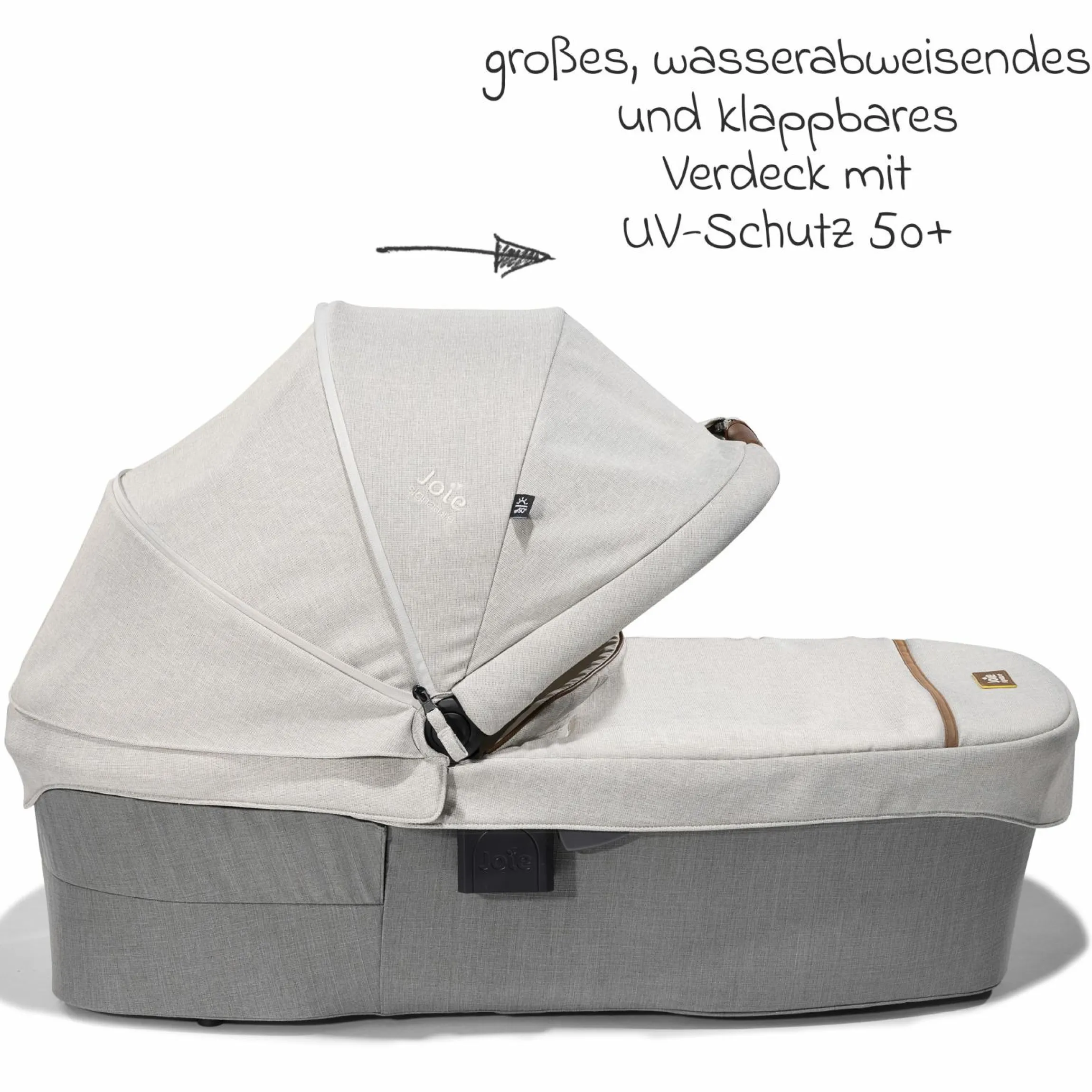 Babywanne Ramble XL ab Geburt - 9 Monate für Vinca, Aeria, Finiti, Parcel inkl. Regenschutz & Windschutz - Signature - Oyster