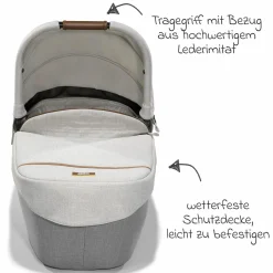 Babywanne Ramble XL ab Geburt - 9 Monate für Vinca, Aeria, Finiti, Parcel inkl. Regenschutz & Windschutz - Signature - Oyster