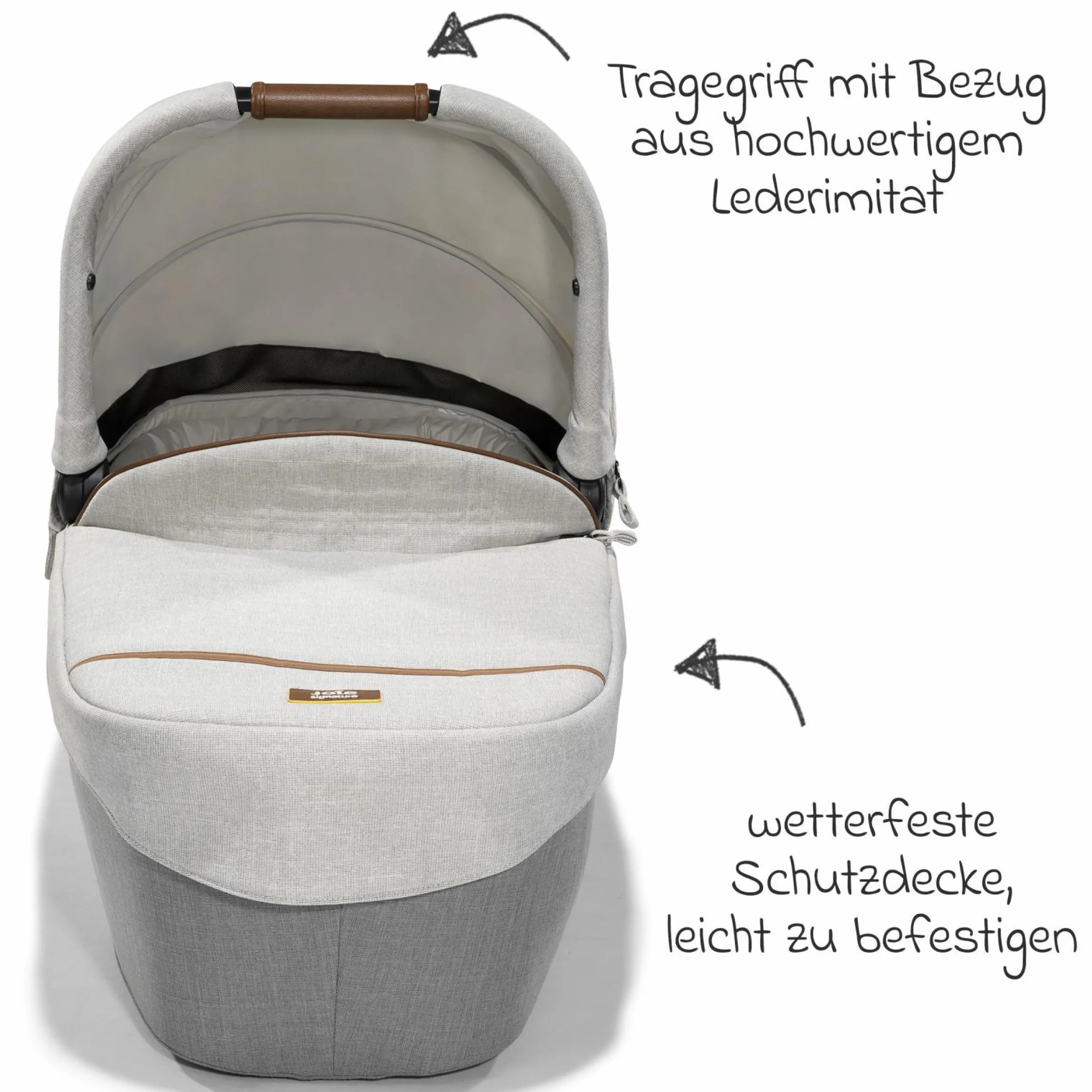 Babywanne Ramble XL ab Geburt - 9 Monate für Vinca, Aeria, Finiti, Parcel inkl. Regenschutz & Windschutz - Signature - Oyster