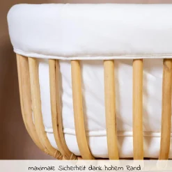 Babywiege / Stubenbett Rattan 80x40 mit Schaukelkufen inkl. Matratze + Nestchen - Ecru