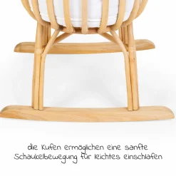 Babywiege / Stubenbett Rattan 80x40 mit Schaukelkufen inkl. Matratze + Nestchen - Ecru