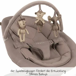 Babywippe LEAF grow ab Geburt - 60 kg inkl. Spielbügel mit 3 Spielfiguren - Cedar - Kollektion 2025