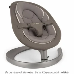 Babywippe LEAF grow ab Geburt - 60 kg inkl. Spielbügel mit 3 Spielfiguren - Granite - Kollektion 2025