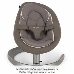 Babywippe LEAF grow ab Geburt - 60 kg inkl. Spielbügel mit 3 Spielfiguren - Granite - Kollektion 2025