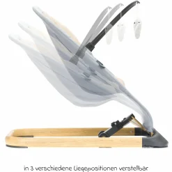 Babywippe Rocker mit 3 verstellbaren Positionen und Spielbügel mit Plüschfigur - Grau Beige