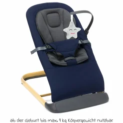 Babywippe Rocker mit 3 verstellbaren Positionen und Spielbügel mit Plüschfigur - Marine Grau