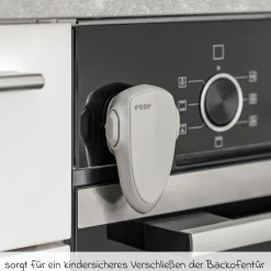 Backofen-Kindersicherung zum Verschließen der Backofentür - Grau - Kollektion 2024