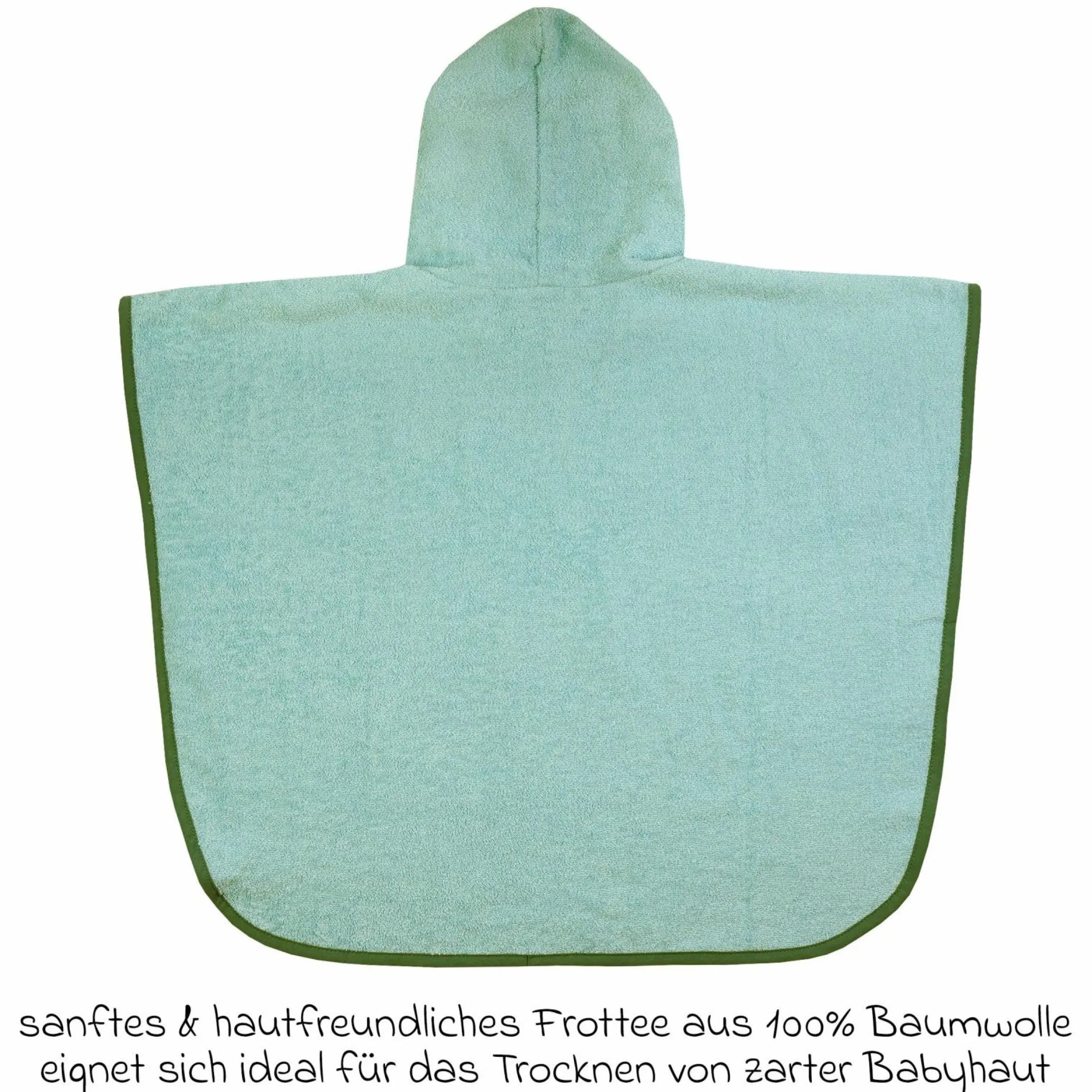Bade-Poncho 75 x 60 cm - Stickerei Ente - Mint