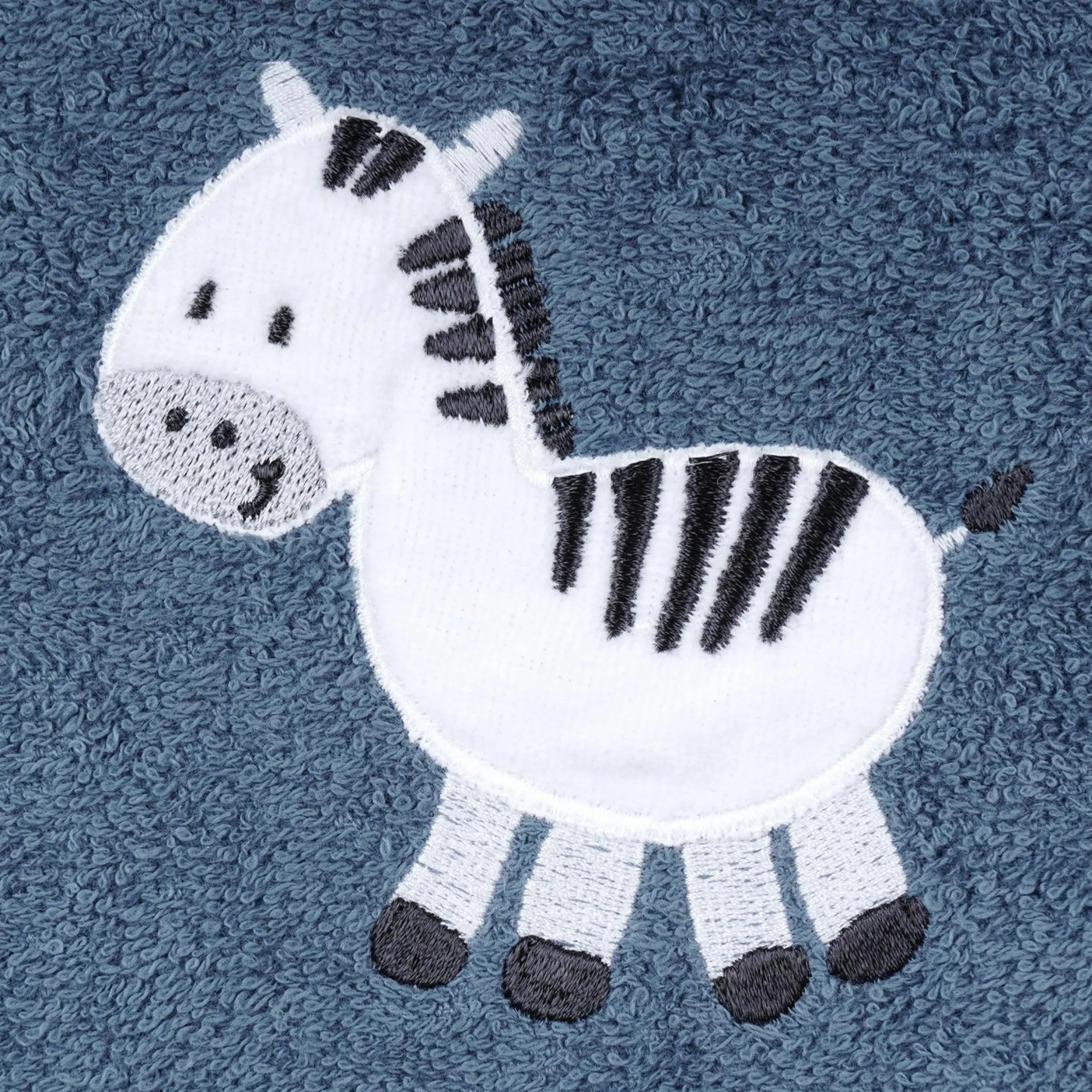 Bade-Poncho 75 x 60 cm - Stickerei Zebra - Dunkelblau