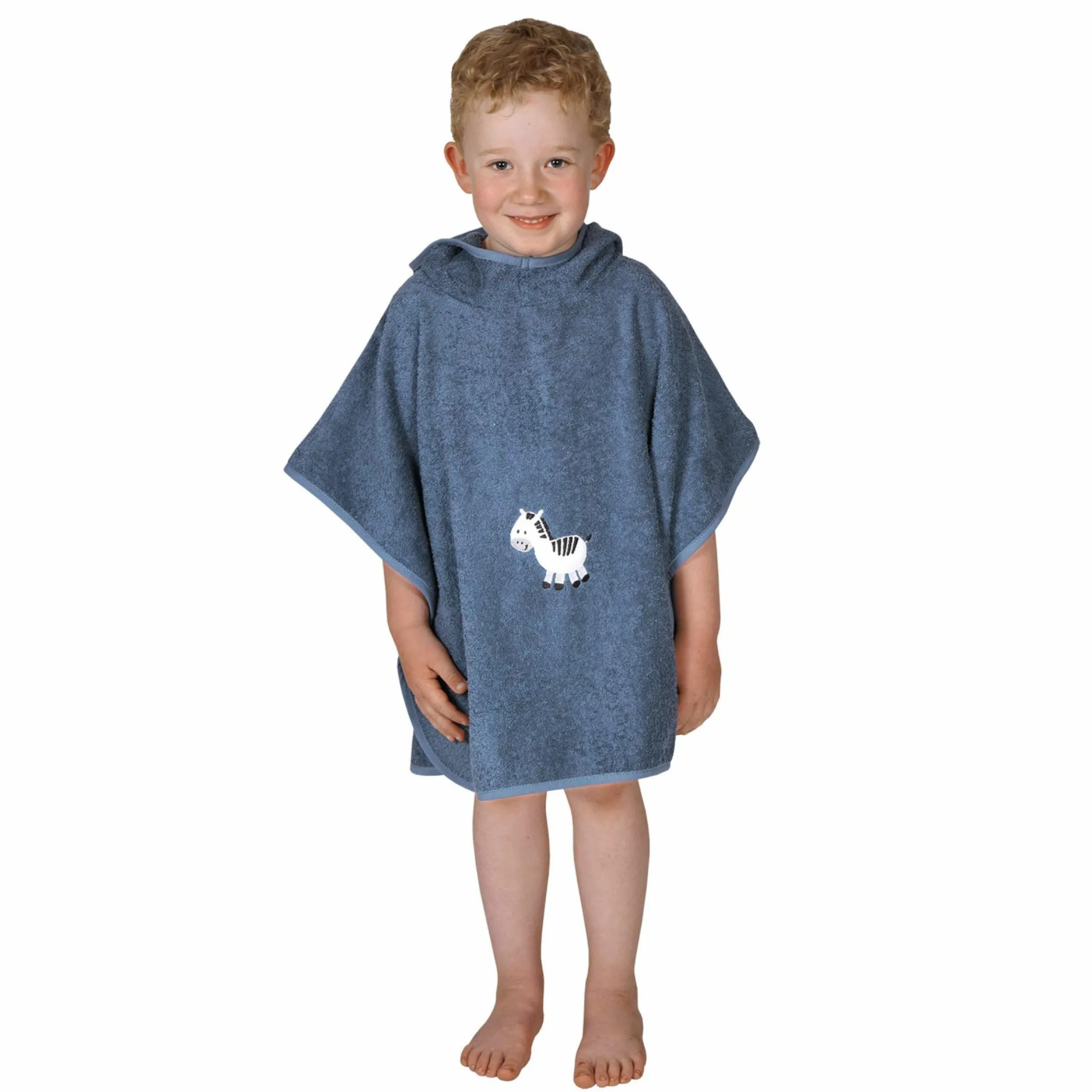 Bade-Poncho 75 x 60 cm - Stickerei Zebra - Dunkelblau