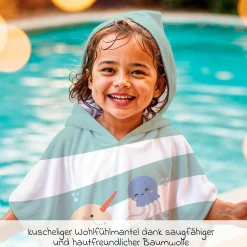 Badeponcho aus Baumwolle 65 x 65 cm - Ocean