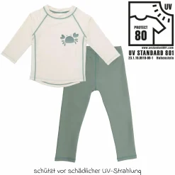 Bade-Set Shirt & Leggings mit UV-Schutz - Krabbe - Offwhite / Mint - Gr. 98