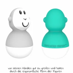 Badespielzeug Wackelfigur 2er Pack - Affe - Grau & Grün