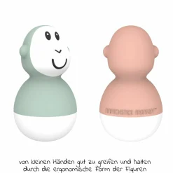 Badespielzeug Wackelfigur 2er Pack - Affe - Mintgrün & Altrosa